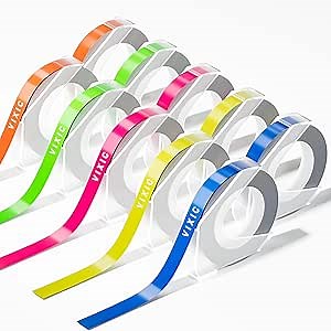 Embossing Label Maker Tape, 10 Color Tapes (3/8 Inch x 9.8 Feet Each Roll) Suitable for Embossing Label Maker and Compatible with Dymo Embossed Label Makers