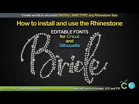 How to install & use editable Rhinestone template TTF fonts for Cricut Design and Silhouette Studio