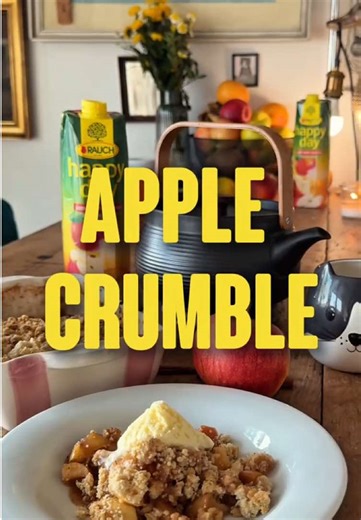 Gemütlicher Jahresstart mit warmem Apfeldrink und Crumble