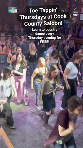 Toe Tappin' Thursdays at Cook are the place to be! Learn to country dance, and the best part, it's FREE! Come on down, grab some of our awesome bbq and a $12 triple, and dance the night away. 💃 | Cook County Saloon