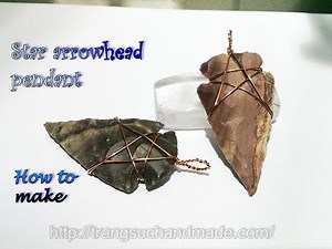 Star wire wrapped stone arrowhead pendant - How to make wire jewelry 376
