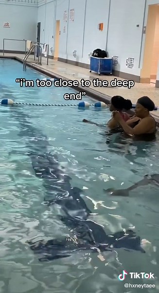 My Mother Enjoys Swim Lessons at Indoor Pool