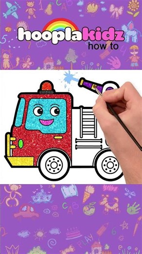 How To Draw Fire Truck 🚒 - Easy Tutorial for Kids #shorts #drawing #coloring