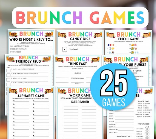 Brunch Party Games, Brunch Games, Icebreaker Table Games, Luncheon Games, Printable Brunch Games, Birthday Brunch, Brunch and Bubbly Games - Etsy