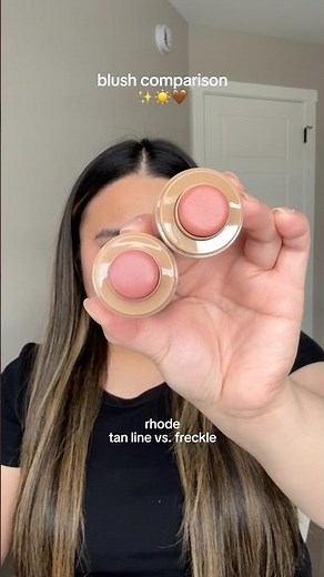 Tan line☀️ vs. Freckle🤎 #makeup #makeuptutorial #springmakeup #blush #blushbattle #rhode #rhodeskin