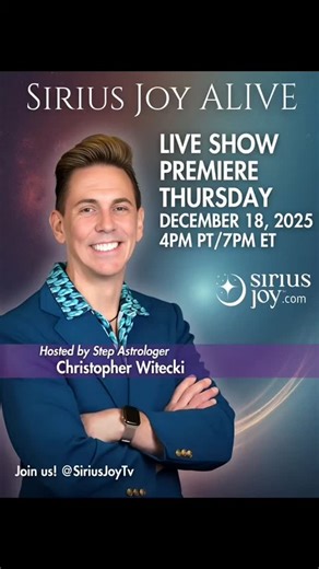 Sirius Joy TV on Instagram: "Don't Miss our Premier Live Show - 💫SIRIUS JOY ALIVE 💫 It's going to be a fun filled evening of Sensei Christopher with on the spot mini readings, questions and guests! Everything you've been asking for now every week night 🥳 Join us at SiriusJoy.Shop or on YouTube at SiriusJoyTV OR drop LIVE In the comments and we'll get you a link!!!! #liveshow #astrocommunity #dailyastrology"