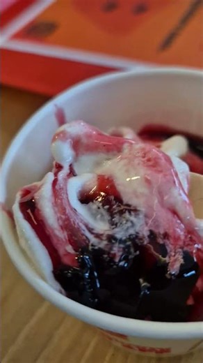 black currant strawberry 🍓 vanilla ice cream cup 😋 after midnight: long drive back home tonight