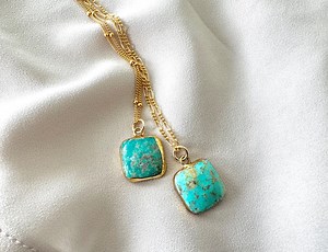 Turquoise Necklace Minimalist Square Turquoise Necklace 14k Gold Fill Necklace Raw Turquoise Pendant Necklace Boho Rough Rustic Turquoise - Etsy