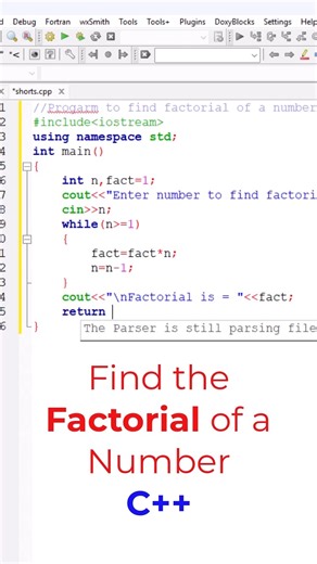 Manoj Sharma on Instagram: "Find Factorial of a number in C++ | C++ Programming for beginners"