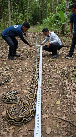 A female reticulated python Guinness World Record as longest wild snake ever (23 feet 8 inches).