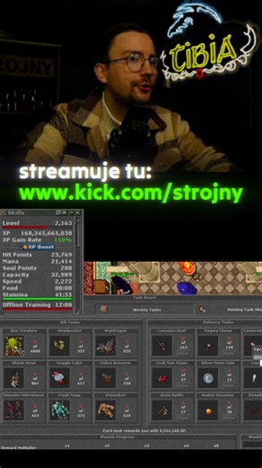 NADRABIAM EXPA WEEKLY TASKAMI NA 2163 RP! #tibia #taski | Strojny
