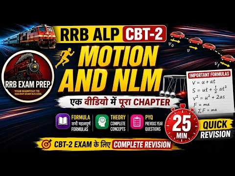 Motion & NLM One Shot | मोशन और NLM RRB ALP CBT-2 पूरा Chapter 25 Min में | Formula + PYQ #alpcbt2