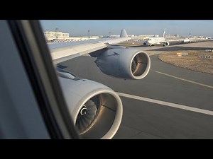 (ONE OF THE LAST - ENGINE ROAR) Lufthansa Airbus A340-600 takeoff from Frankfurt to Riyadh