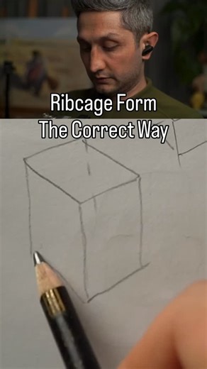 Fundamentalist Artschool on Instagram: "Ribcage, the correct way to draw form. 1. Don’t copy ribs. Simplify it into form and structure. 2. Use a scaffolding rectangular prism to get the angle and perspective right. But don’t make it too thin. 3. Follow for daily art fundamental reels. #artfundamentals #artclass #drawingpractice #artschool #draweveryday #arteducation #howtodraw #artistproblems #figuredrawing #gesturedrawing #onlineartclass"