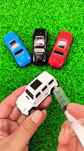 tiny white toy car injection funny video #shorts #car #toys #救急車