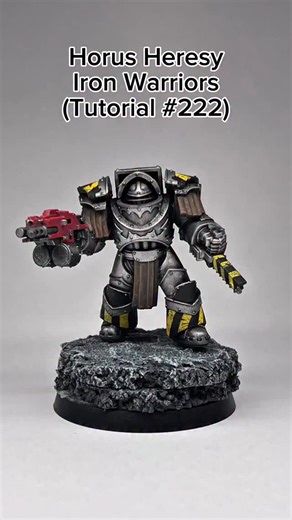 Time4Hobby on Instagram: "Warhammer Horus Herest - Iron Warriors (Paint Tutorial) Let me show a simple Scheme to paint Iron Warriors. Metal Armor - apply metallic paint on the miniature, use dark wash over it and drybrush with the metallic color as well. The stripe pattern - apply black color, the paint yellow stripes and don’t be afraid to make a mistake, you can fix with basic colors again, important to dilute your paints to have thin coats 🙂👍 #warhammer #ironwarriors #miniature #painting #t