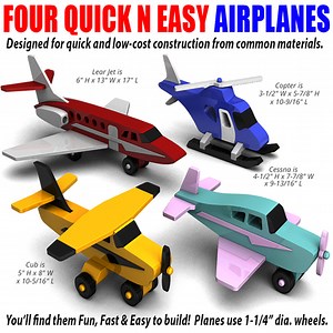 Four Quick N Easy Airplanes Wood Toy Plans (PDF Download   SVG File)