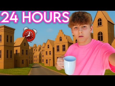 24 HOURS in a MASSIVE Box Fort CITY!!