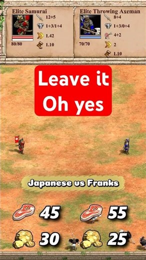 Samurai vs Throwing Axeman | Japanese vs Franks | AoE2 #shorts