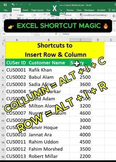 The Fastest Way to Add Rows in Excel 🚀 #exceltips #shorts #microsoftoffice