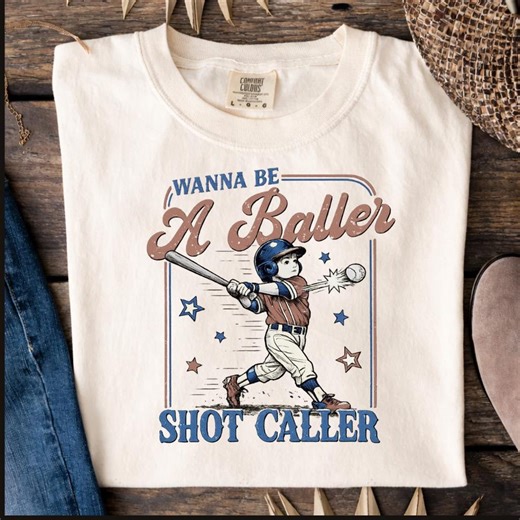 Baseball Png ,retro Baseball Player PNG, Wanna Be A Baller Shot Caller Design (digital File) - Etsy