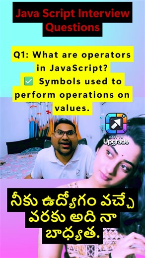 Sunil Kumar Edumala on Instagram: "Q: What are operators in JavaScript? ✅ Operators are symbols used to perform operations on values. 📌 Explanation: Operators help JavaScript calculate, compare, assign, and make decisions. 📌 Examples: 10 + 5 // Arithmetic operator x = 10 // Assignment operator 10 > 5 // Comparison operator 💡 Interview Tip: Without operators, logic building in JavaScript is impossible. 👍 Like • 💬 Comment • 🔁 Share 🔔 Follow for more JavaScript Interview Questions #JavaScrip