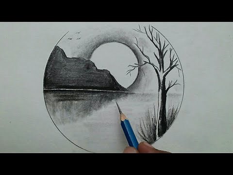 Very easy scenery for beginners step by step / nature pencil drawing