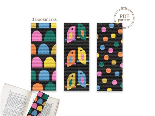 Colorful Bookmark Cross Stitch Pattern Set PDF, 3 Counted Embroidery Charts - Etsy