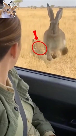 Rabbit Jumps Into Car To Escape Lions! 😱🐇🦁 #Shorts