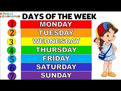Days of the Week I With spellings | Seven days of week for kids I Days in a week