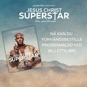 Nå kan du forhåndsbestille programbladet til Jesus Christ Superstar, ved kjøp av billetter!⭐️ Programbladet er den perfekte suverniren, fylt med lekre scenebilder, intervjuer og rolleportretter som du vil ha glede av i lang tid etter forestillingen. Bli bedre kjent med hovedrollene, regissør og det kreative teamet bak oppsetningen. Du kan legge det til i handlekurven etter at du har valgt plassering. | Folketeateret