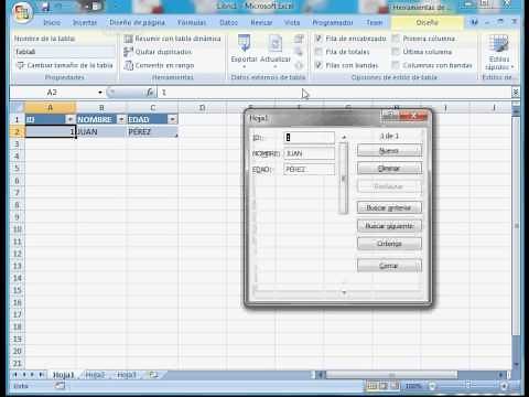 Excel Crear Tabla de Datos