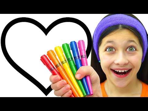 Angel is Painting Valentine's Art | Learn Colors | Toddler Learning Video