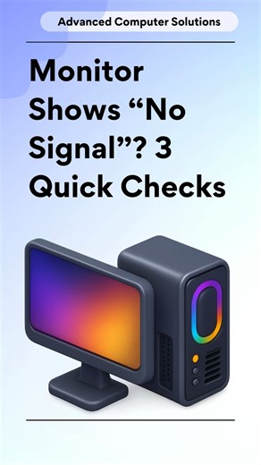 Advanced@12 on Instagram: "PC turns on but the monitor shows “No Signal”? This is a very common desktop problem, and in many cases, the fix is simple. In this video, we explain why your PC can turn on but show no display and what you should check first before assuming something is damaged. Getting it checked early can save time, money, and stress. 📍 Advanced Computer Solution Serving Ruby, surrounding areas & all over Kolkata 🌐 www.advancedtech4.com 📞 Call: 9330951505 #PCNoDisplay #NoSignal #