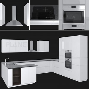 [Hot Item] Custom Made Concrete Home Mini Kitchenettes for Small Spaces Conception 3D Modular Popular White Kitchen Cabinet
