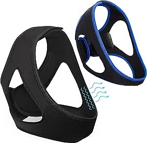 2PCS Chin Strap for Sleep, Anti Snoring Chin Strap, Anti Snoring Devices, Adjustable & Breathable Airflow Jaw Strap, Effective Stop Snoring Solution for Women and Men (Black2) (B) (Black)