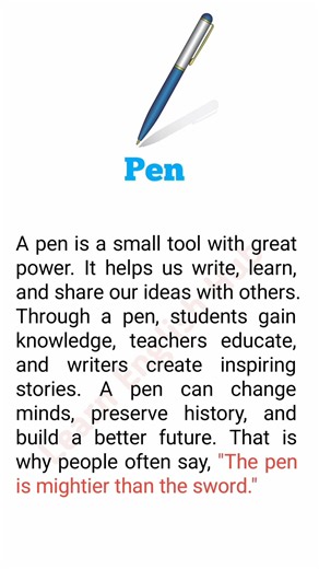 The Pen Essay in English | Short Essay on Pen | Easy English Topic for Beginners