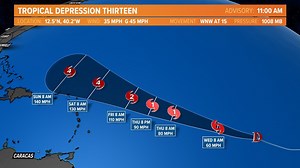 Tropical Depression 13 forecast to become major hurricane by the weekend