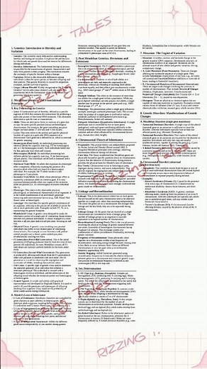 Genetics | class 12 NCERT | Short Notes | Biology Cheat Sheet