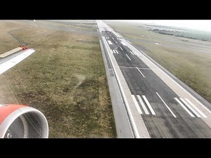 Airbus A320 Jet Engine. Startup and Takeoff. EasyJet at Prague Airport