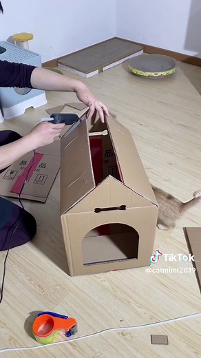 DIY Cardboard Cat Box Tutorial