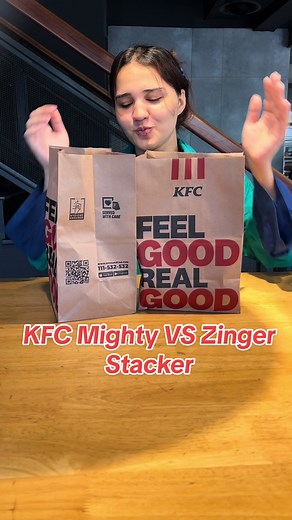 KFC Mighty vs Zinger Stacker Burger Review by Tahreem Butt