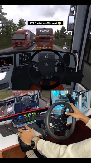 ETS 2 with traffic mod 🥲 #shorts #youtubeshorts #shortvideo #eurotrucksimulator2 #ets2