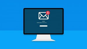 New message icon on screen of laptop. Smartphone, mobile, laptop. New nessage in flat style. Motion graphics.