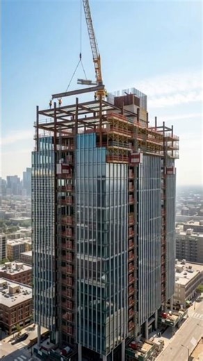 INSANE Skyscraper Construction in Downtown Chicago 🇺🇸 | Massive Crane Lifting Steel at 40+ Floors!