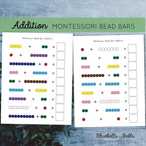 Montessori Bead Bars Addition to 10 Worksheets. Montessori Kindergarten Math Printable. - Etsy
