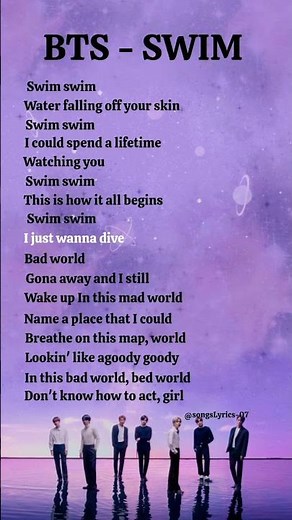 BTS - SWIM Arirang album lyrics #bts #btssong #kpop #btsswim#songlyrics #lyrics #trending