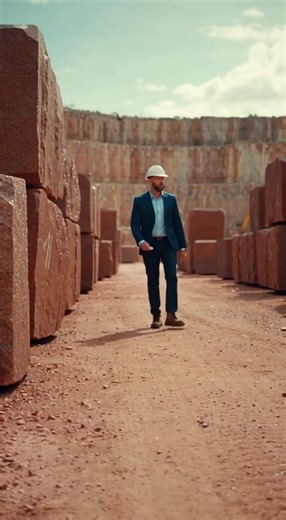 Selecting Basalt Blocks: From Quarry to City Projects Ultra-realistic, ultra-dynamic video at a massive basalt quarry. I walk between long, oval basalt blocks and mark each one with numbers. On camera, I explain that every block has its own size and structure, so it’s chosen for a specific purpose. I point to one block: it will become stone tiles for a house. I point to another: it will be turned into a full sculpture and installed in a park next to a venue in London. The goal is to show that gr