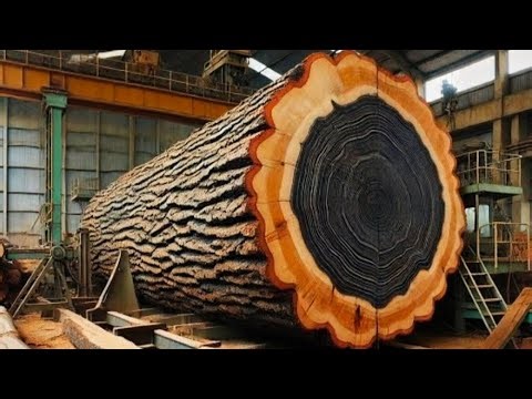 Extreme Challenge of Splitting Jumbo Mahogany Wood at the Sawmill