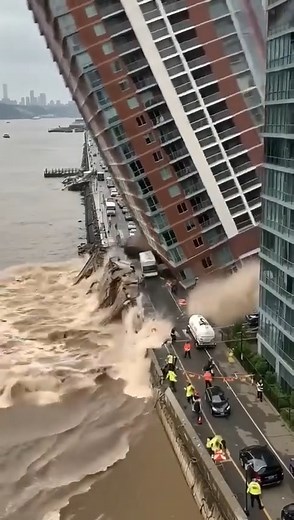 🚨Flooding causes complete collapse of riverside buildings!👇See more | The Inquisitive